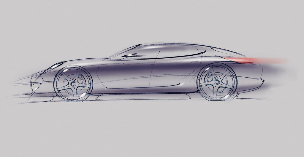 Design-Skizze des neuen Porsche-Sportcoupé Panamera