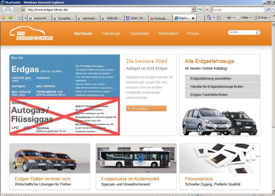 Neues Portal informiert über Erdgasfahrzeuge 