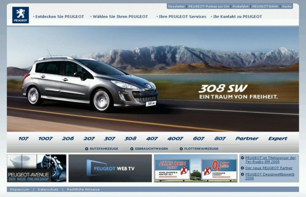 Peugeot mit neuem Internetauftritt