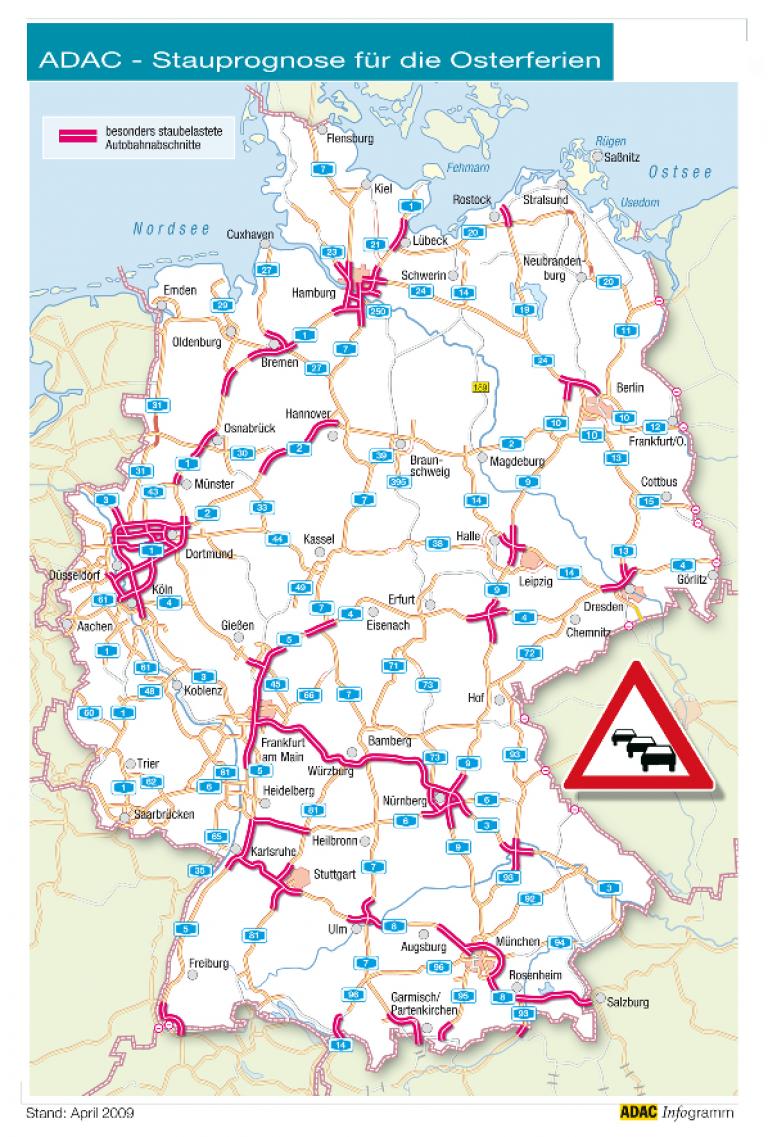 ADAC-Stauprognose für das Oster-Wochenende