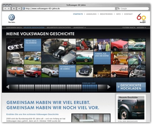 Volkswagen-Jubiläumskampagne „60 Jahre Wertigkeit“ mit 3000 Beiträgen