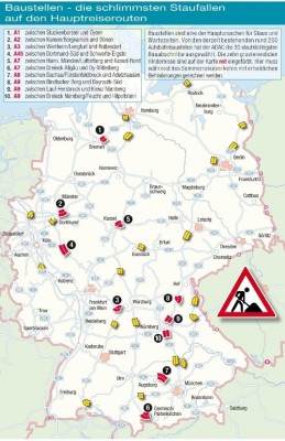 ADAC: 250 Baustellen sorgen für Rekordstaus