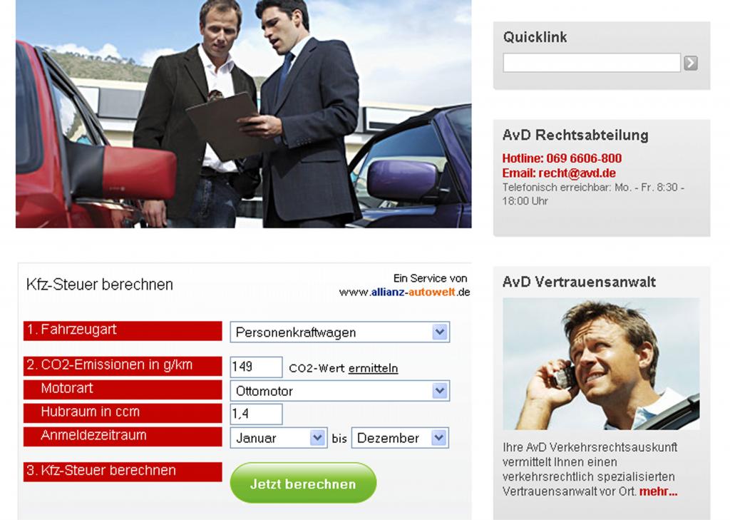AvD bietet Steuer-Rechner 