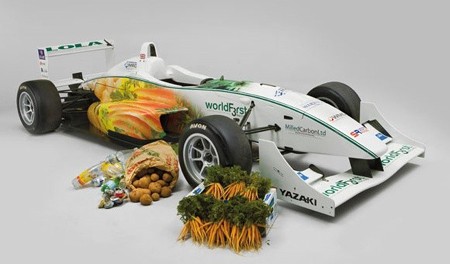 Die spinnen die Briten? Formel 3 Öko-Rennschlitten aus Gemüse Ein Auto mit Persönlichkeit.