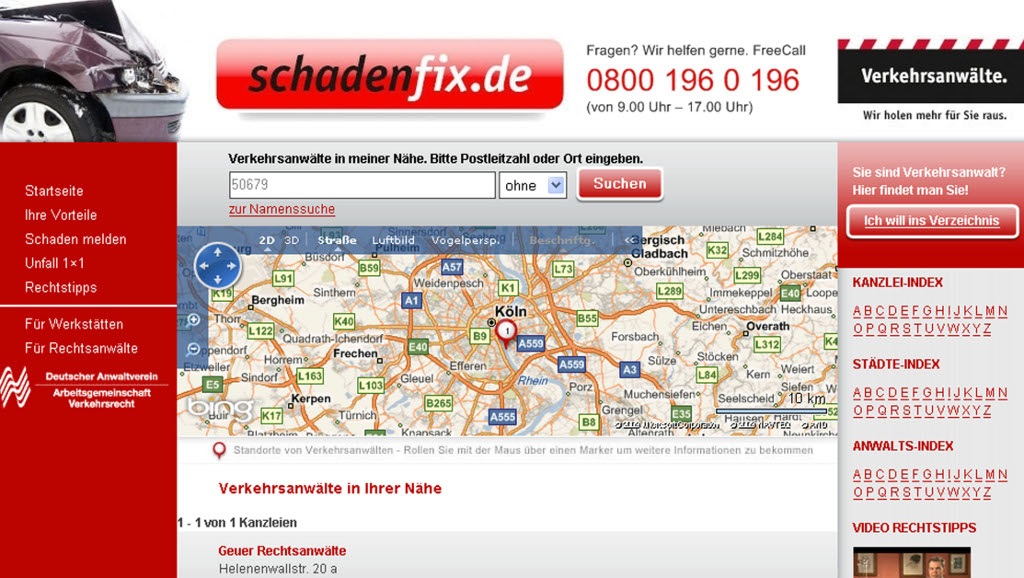 Neues Internetportal für Suche nach Verkehrsanwalt 