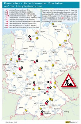 Stau programmiert: Rund 250 Baustellen zur Ferienzeit  