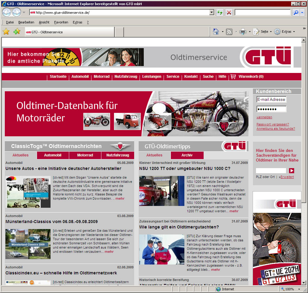 GTÜ mit mehr Oldtimer-Infos im Internet 