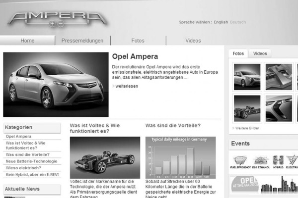 Internetseite informiert über Opel Ampera 
