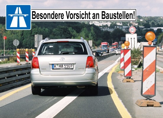 Jeder zweite Autofahrer an Autobahnenbaustellen unsicher 