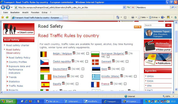 EU-Verkehrsvorschriften im Internet zu finden 