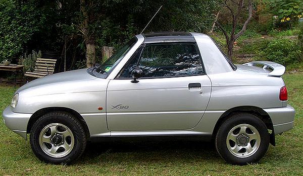 Platz 32 - Der Suzuki X-90 ruft bei mir vor allem eines hervor: Mitleid.  Er möchte doch sehr groß sein. Und mit all den anderen Sports Utility Vehicles spielen und buhlen. Aber das klappt leider nicht...