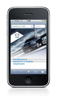 Website für den Mazda CX-7 per Handy abrufbar