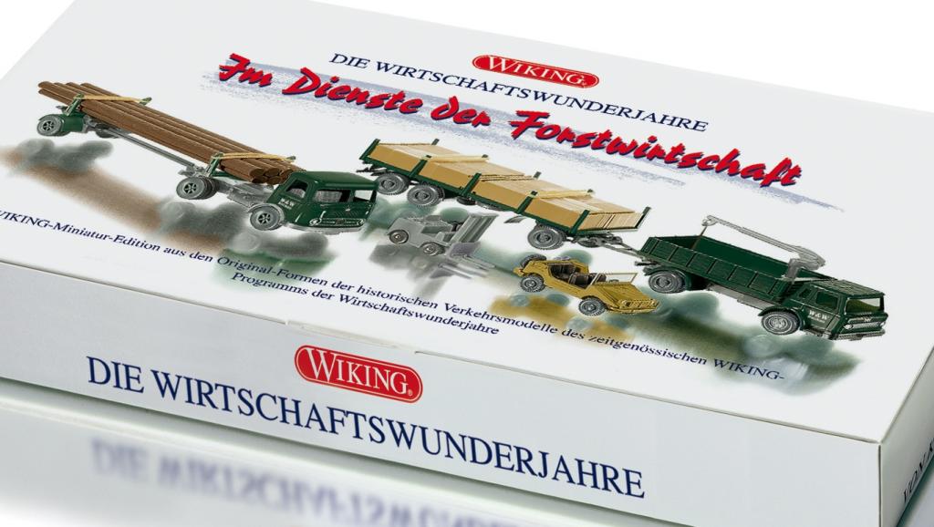 Forstfahrzeuge-Set von Wiking aus der Wirtschaftswunderzeit. 