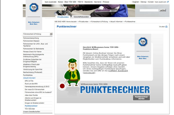 Online-Rechner gibt Auskunft über ''Flensburger Konto''
