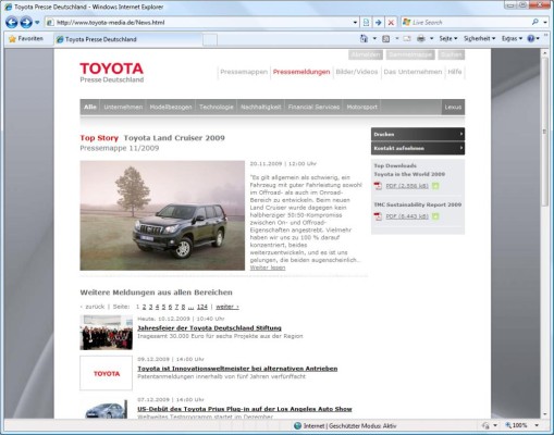 Toyota hat Medienseite überarbeitet