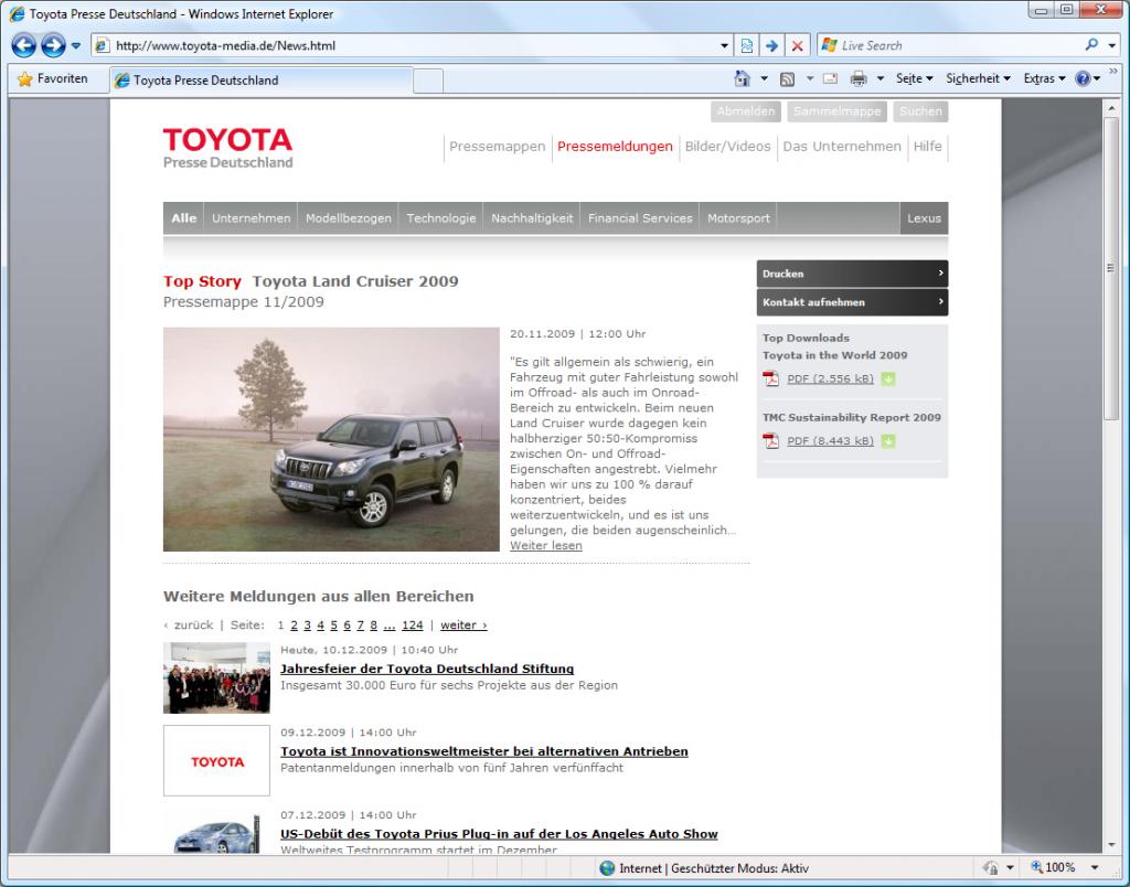 Toyota hat Medienseite überarbeitet