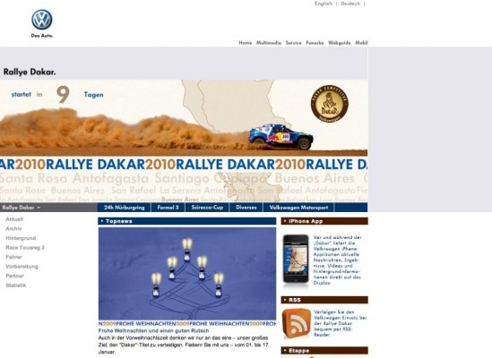 VW-Motorsportportal ganz ''Dakar'' ausgerichtet – Copiloten twittern