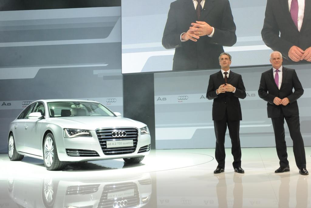 Weltpremiere des Audi A8 - vorgestellt von Audi-Chef Rupert Stadler und Technik-Vorstand Michael Dick.