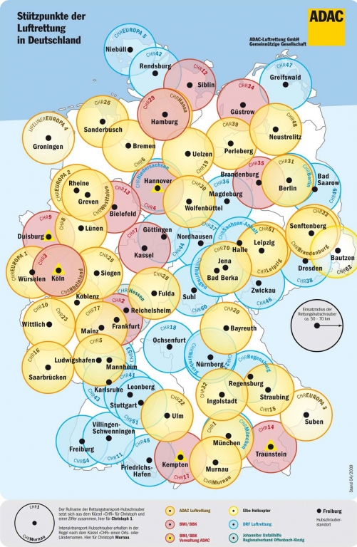 ADAC-Luftrettungsbilanz 2009: Zahl der Luftrettungseinsätze gestiegen