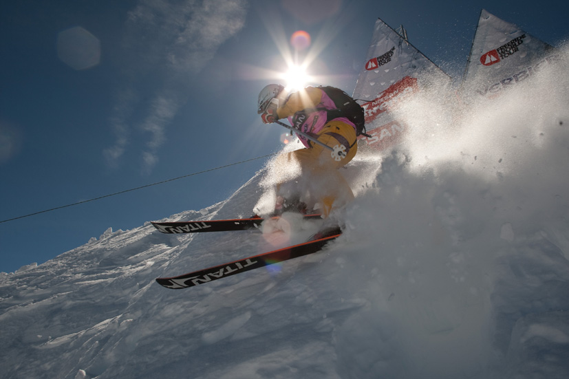 Action bei der Freeride World Tour 2010.
