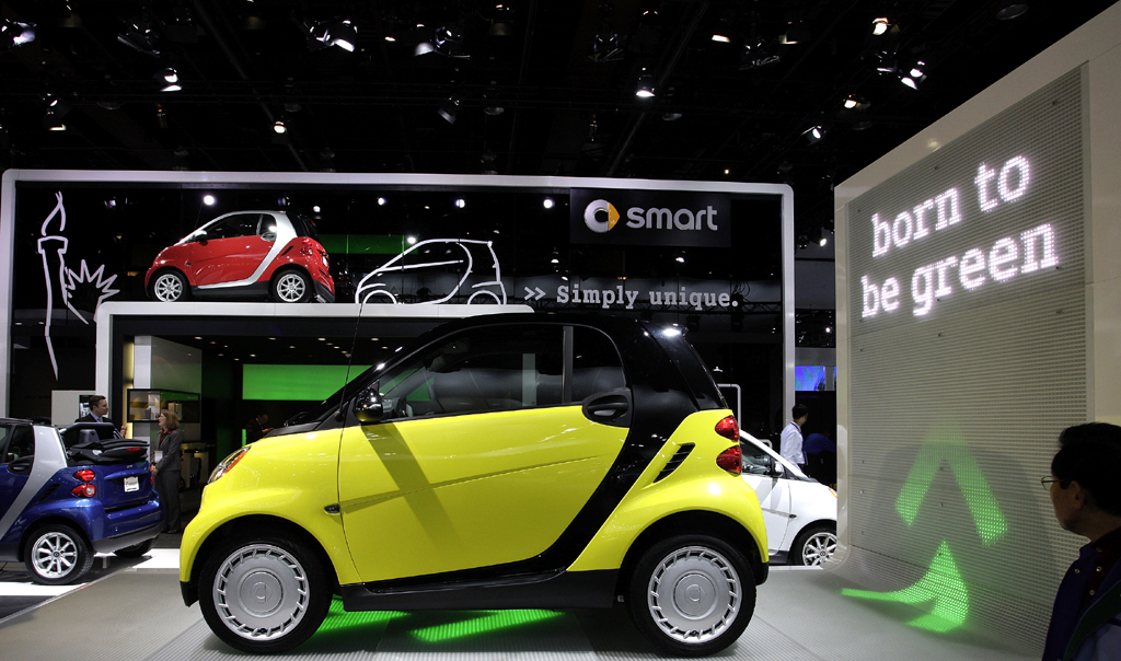 Auch mit gelber Farbe wirbt Smart mit - siehe Slogan - 