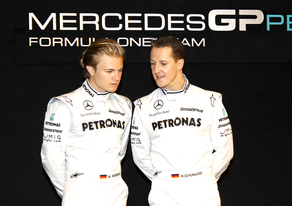 Das neue Mercedes-Dreamteam: Nico Rosberg und Michael Schumacher.