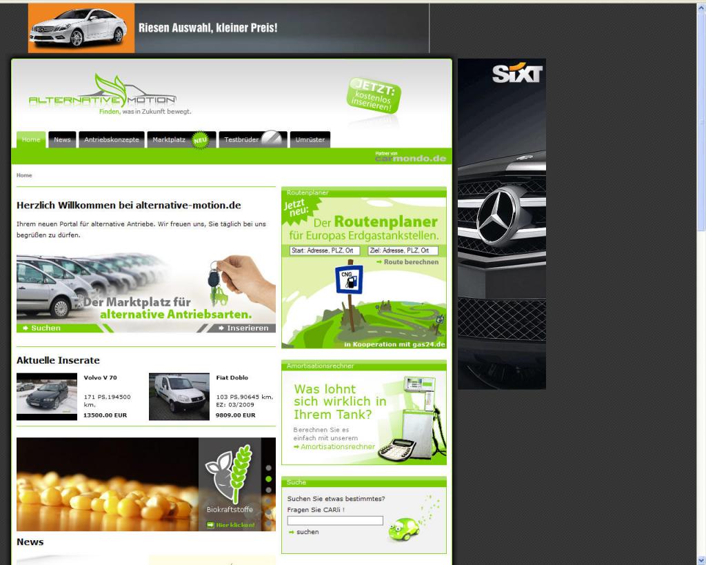 Internetportal rund um alternative Antriebe 