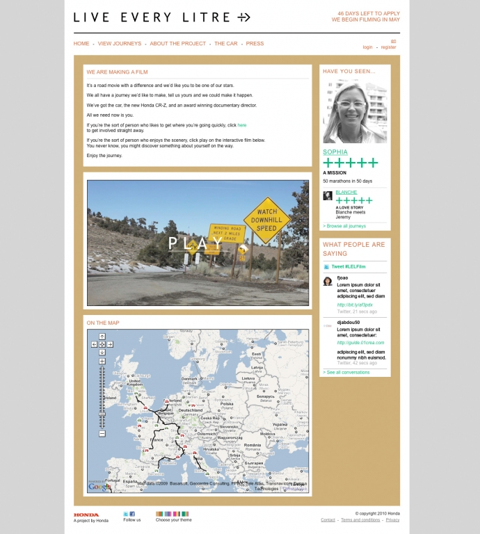 Live Every Litre website