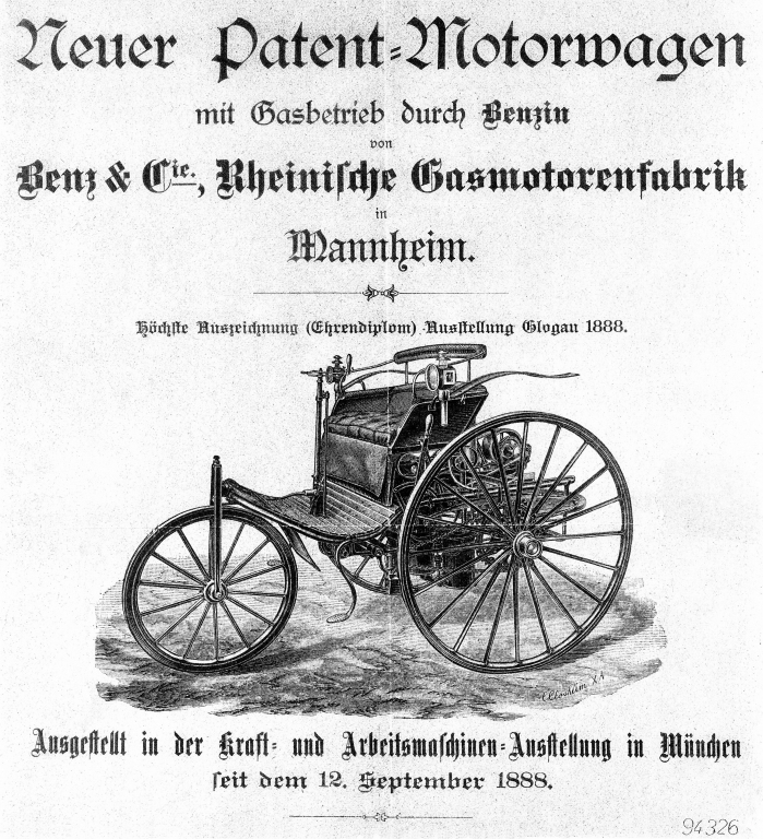 Benz Patent-Motorwagen Modell 3 mit 1,5 PS 2,5 PS und 3 PS Motoren Bauzeit 1886 bis 1894
