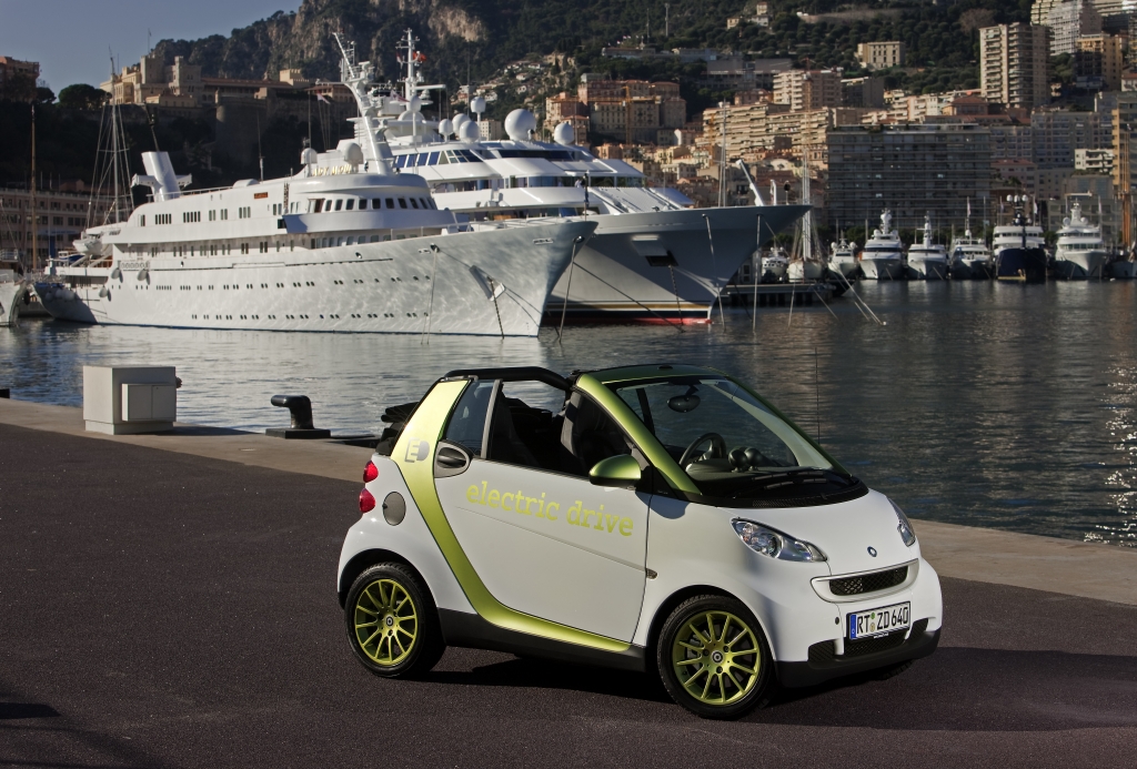 Der Ministerpräsident von Baden-Württemberg Stefan Mappus fuhr bei seinem Besuch der Hannover Messe im smart fortwo electric drive vor und zeigte sich nach seiner ersten Fahrt in einem Elektroauto begeistert.