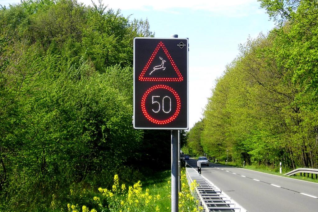 Dynamische Warnanlagen gegen Wildunfälle 