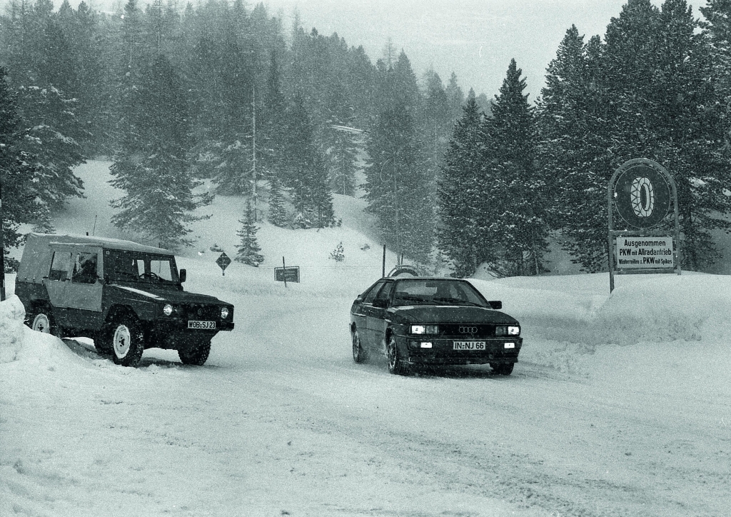 Winterspiele auf der Turracher Höhe: Bereits in der Testphase haben VW Iltis und Audi quattro den schneesicheren Pass zu Erprobungszwecken genutzt. 
