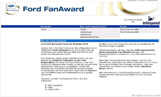 Ford sucht die beste Fan-Seite