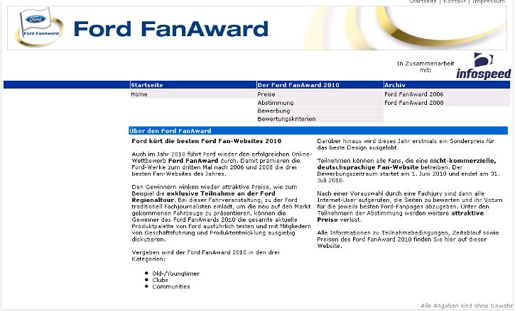 Ford sucht die beste Fan-Seite