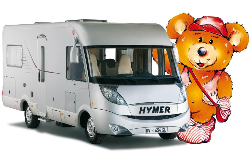 Berni Bärenstark geht mit einem Hymermobil auf Tour