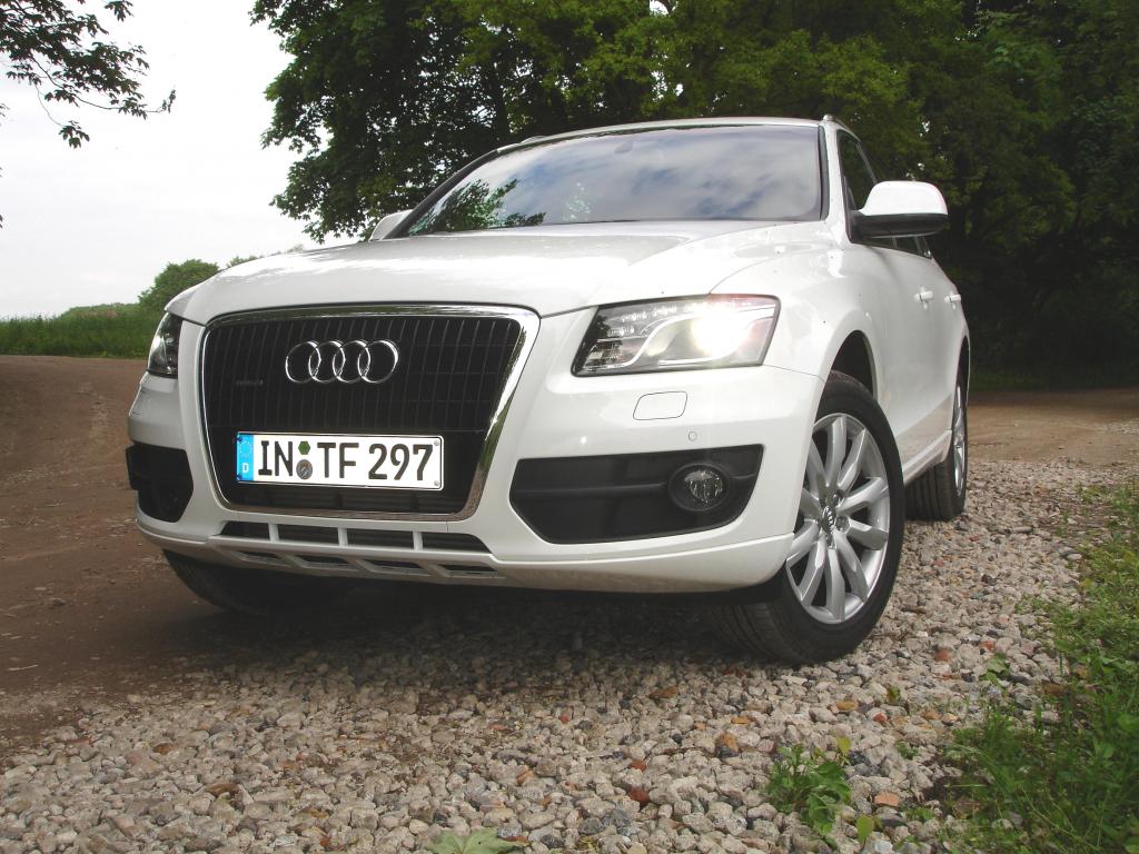 Erhabener Auftritt. Ein Q5 kann sich sehen lassen. Das besonders geformte Tagfahrlicht ist mittlerweile unverkennbares Audi-Erkennungszeichen. „Audi adaptive light“ passt sich dynamisch dem Lenkradeinschlag und der Ausrichtung des Autos an. 