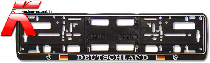 WM-Accessoires für`s Auto! Kennzeichenhalter für die Fußball-WM. Dezentes, aber deutliches Bekenntnis zu unserer Elf, erhältlich für 6,00 Euro bei www.kennzeichenversand.de