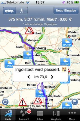 ADAC Maps für das iPhone jetzt mit Routenplanung
