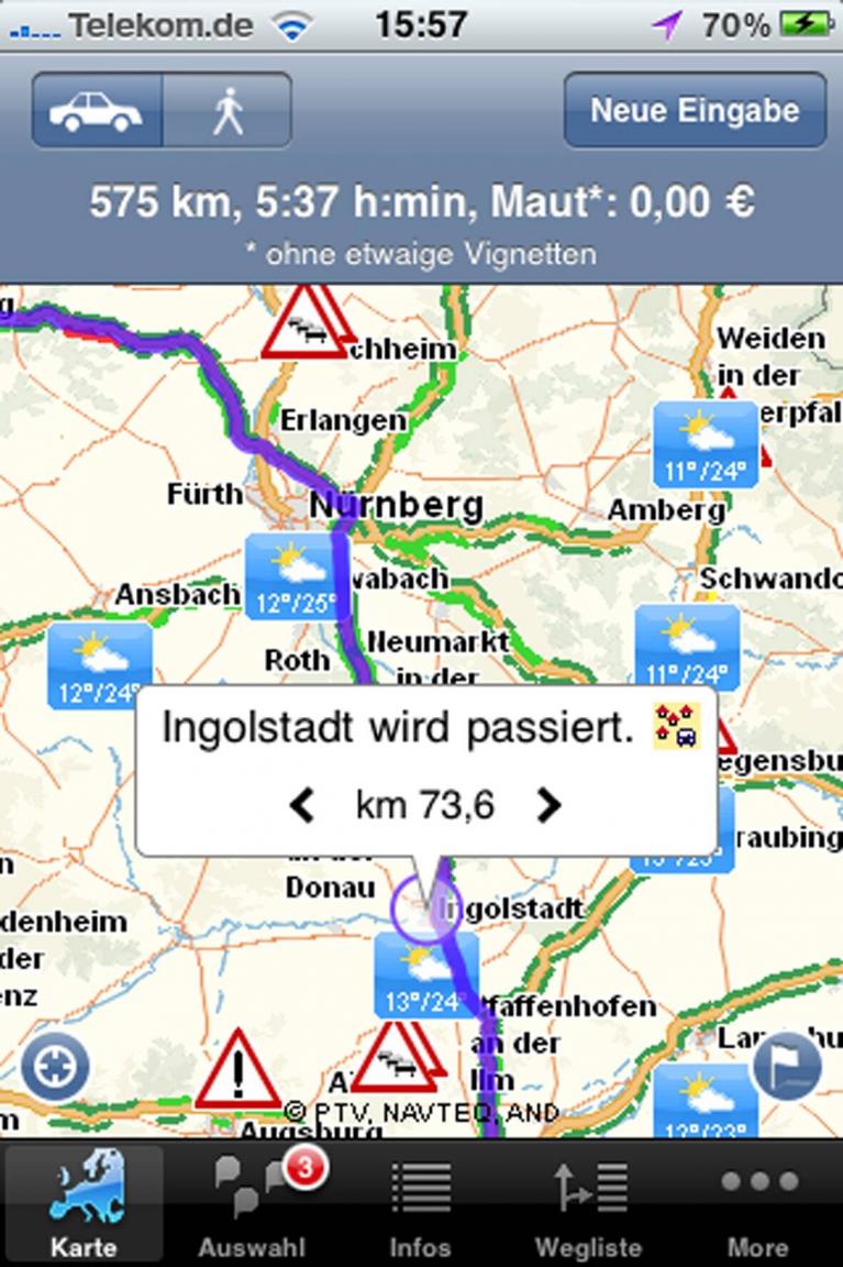 ADAC Maps für das iPhone jetzt mit Routenplanung