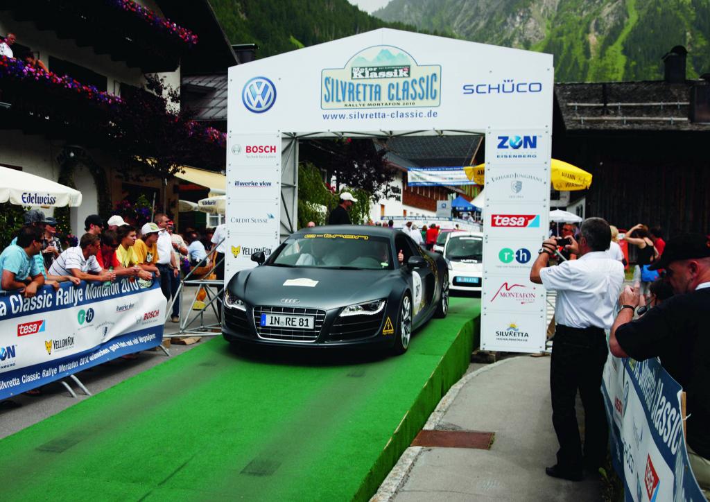 Audi R8 e-tron bei der ''Silvretta E-Auto Rallye'': Tradition und Moderne auf Tour