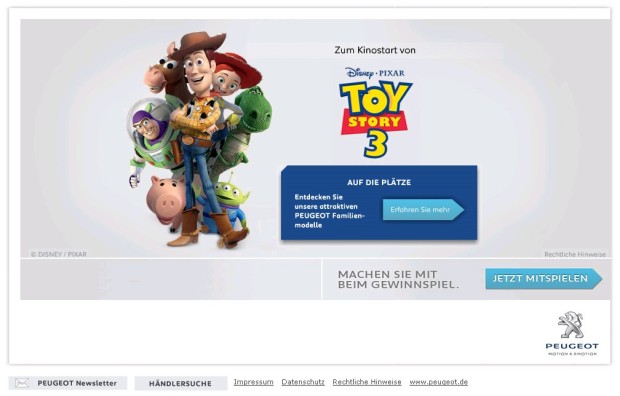 Peugeot und ''Toy Story 3'' schicken Familie nach Paris