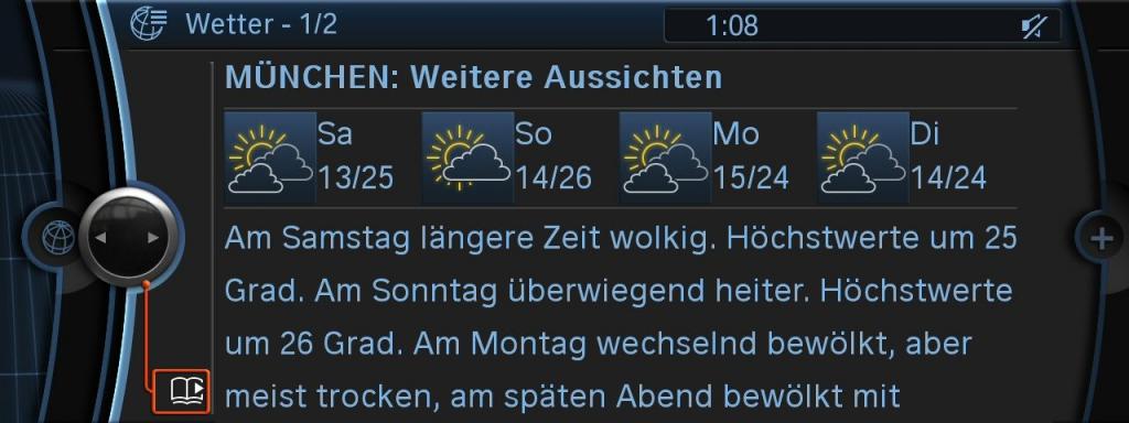 BMW Connected Drive: Reise- und Freizeitplaner mit Wetterbericht.