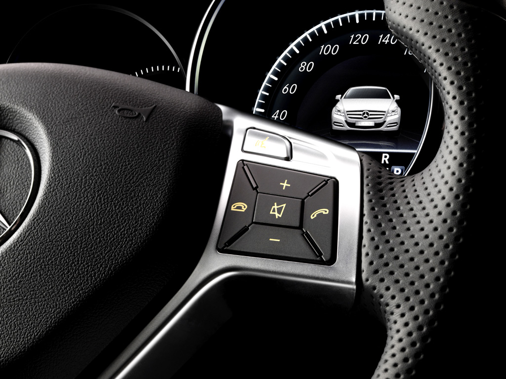 Mercedes-CLS-Neuauflage: Lenkrad-Detailaufnahme. 