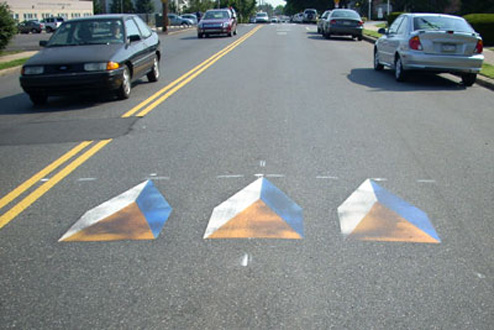 3D-Bremshügel in Philadelphia, Bild von: Moillusions.com