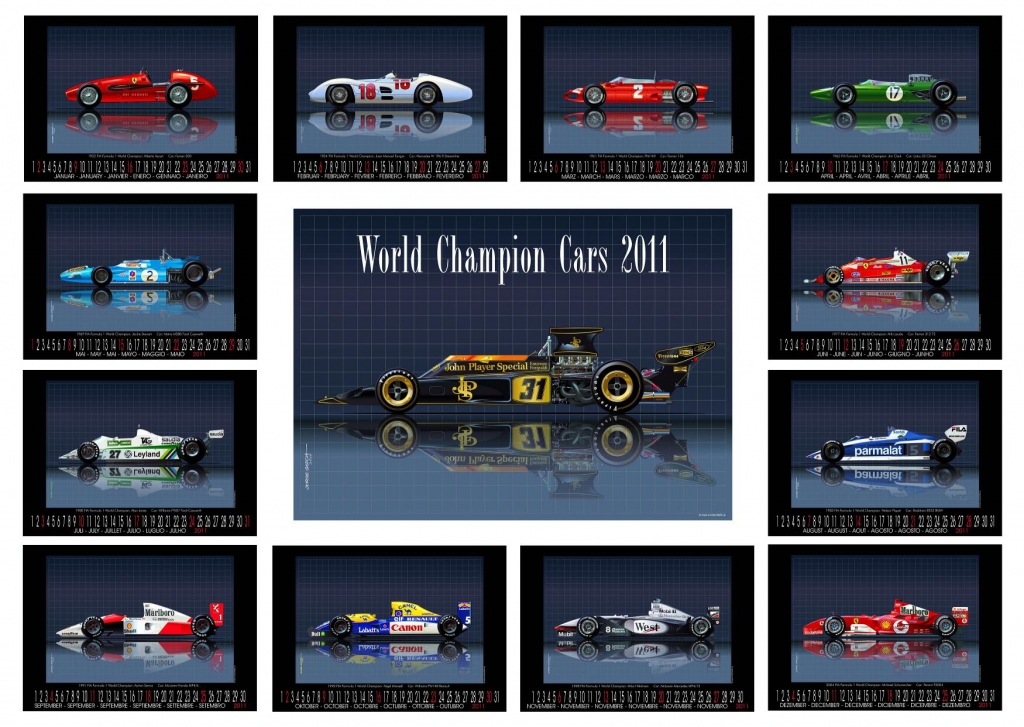 Formel 1 trifft Kunst: World Champion Cars Kalender 2011 von Jorge Garcia 