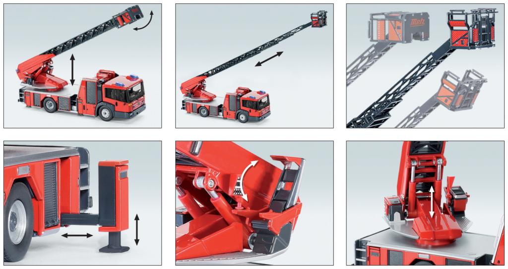 Metz-Drehleiter L32 auf MB-Econic-Fahrgestell im Maßstab 1:43 von Wiking.