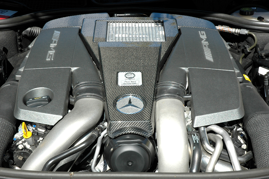 Mercedes AMG: Blick auf den 5,5-Liter-Achtzylinder-Biturbo. 