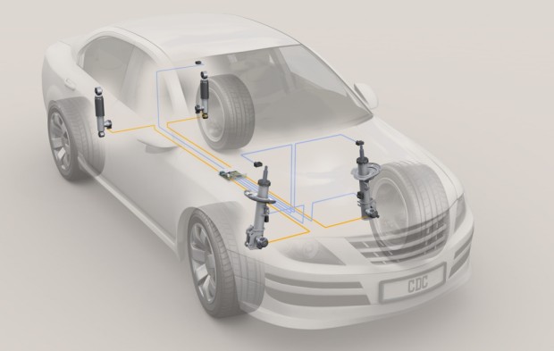 Saab 9-5 mit adaptiven Dämpfersystem von ZF