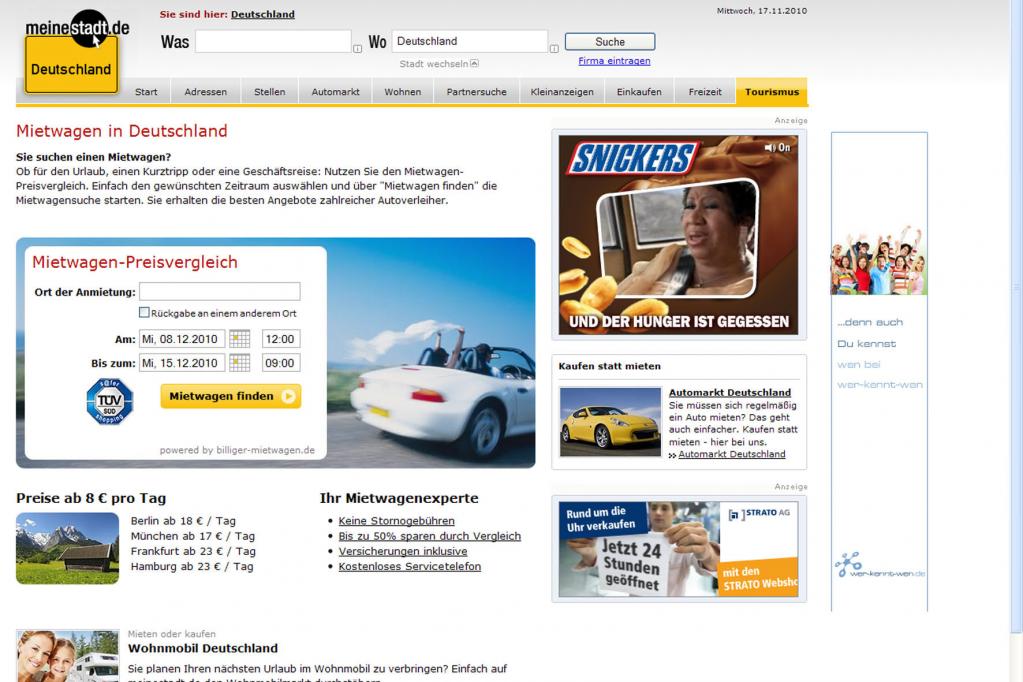 Hilfe bei der Mietwagen-Auswahl 