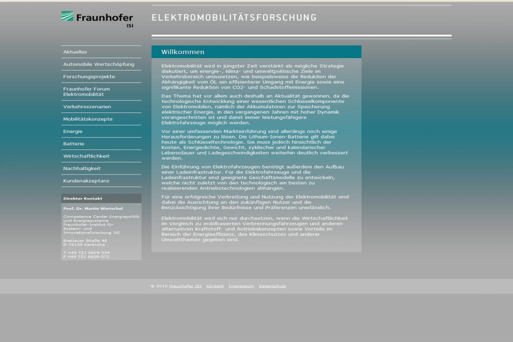 Rund um die Elektromobilität dreht sich die neue Internetseite des Fraunhofer-Instituts. 